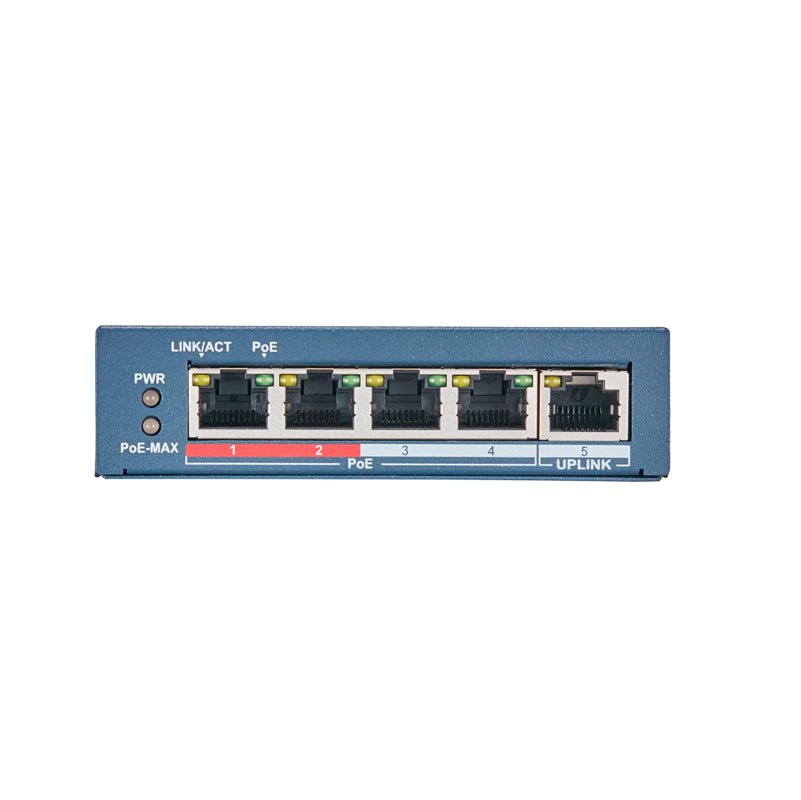 SWITCH 4 POE 58W +1B HASTA 250M DS-3E0105P-E(B) HIKVISION