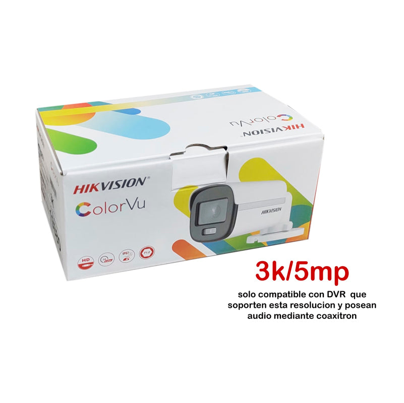 CAMARA TVI 3K COLORVU 2.8MM 20M DS-2CE10KF0T-FS HIKVSION