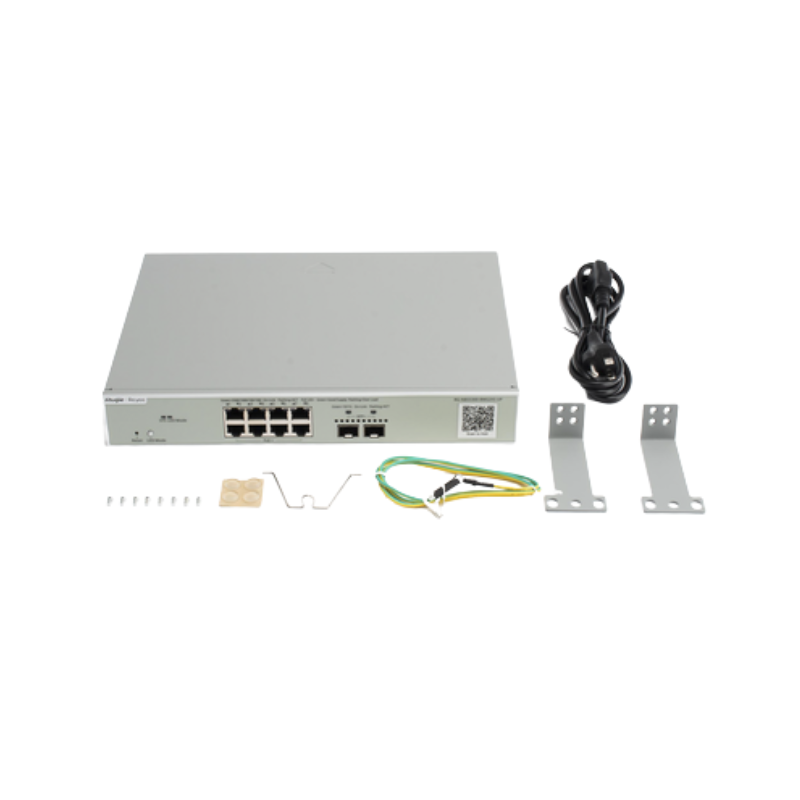 SWITCH GIGABIT CAPA 3 ADMINISTRABLE EN LA NUBE 8 PUERTOS POE+ 2 SFP+ RG-NBS3300-8MG2XS-P RUIJIE