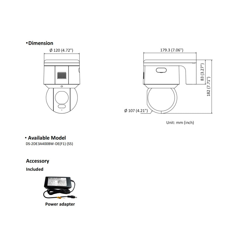 DOMO PT IP 4MP COLORVU DL AUDIO DS-2DE3A400BW-DE HIKVISION